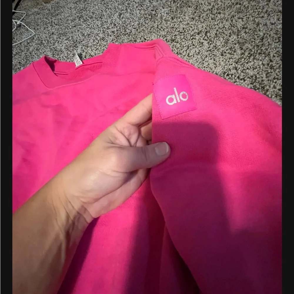 ALO Yoga Women's Bright Pink Cropped Hoodie - Picture 2 of 4